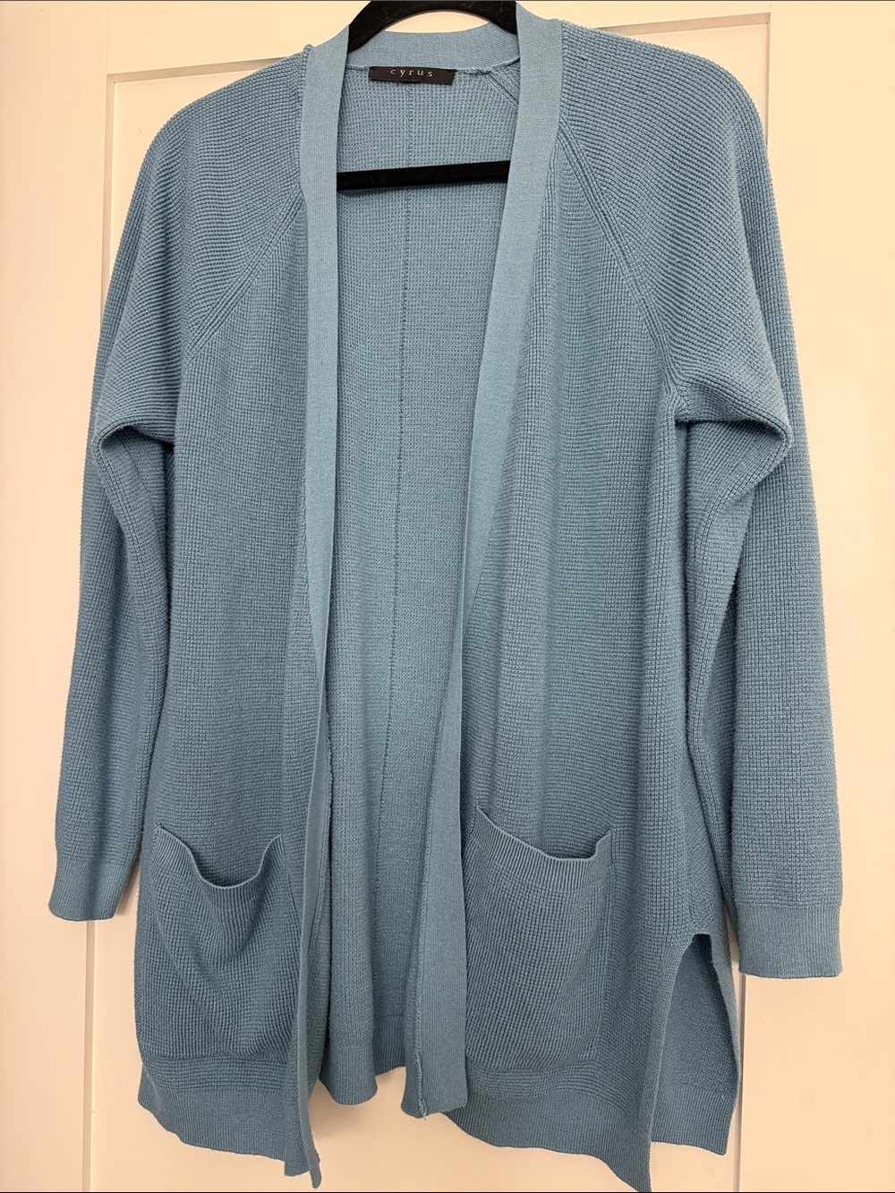 Cyrus Pale Blue Open-Front Pocket Cardigan